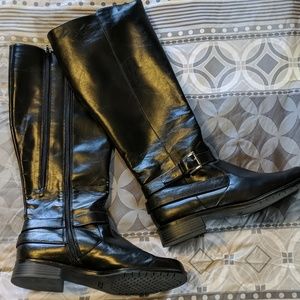 Black Patent Extended Calf Aerosoles Riding Boot